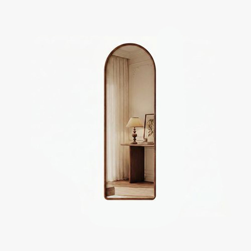 Contemporary Retro Rubberwood & Plywood Arched Leaning Full-Length Mirror For Bedroom