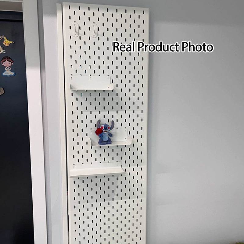 Modern Minimalist Metal & Glass Sliding Full-Length Wall Mirror With Pegboard Storage Wall-Mounted Entryway Dressing Mirror