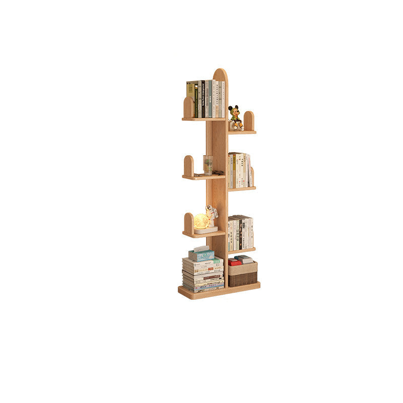 Contemporary Creative Solid Rubberwood Cactus Bookshelf With 7-Tier Storage Rack For Living Room & Home Office