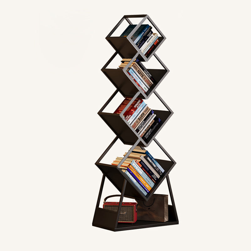 Modern Minimalist Carbon Steel Square Bookshelf 5-Tier Storage For Living Room & Home Office