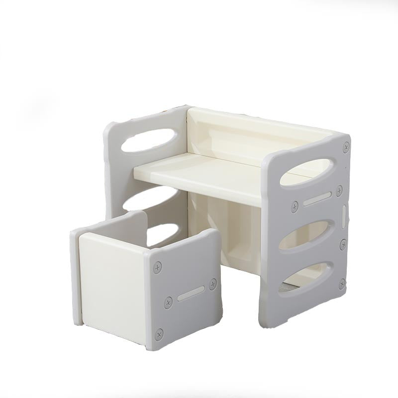 Contemporary Nordic Rectangular Hollow PE Kids Desk & Chair Set For Home Office