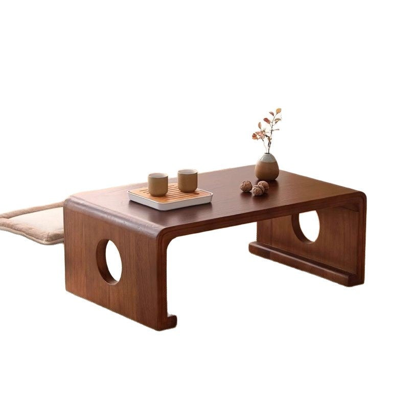 Traditional Japanese Rectangular Paulownia Solid Wood Tatami Coffee Table For Living Room & Bedroom