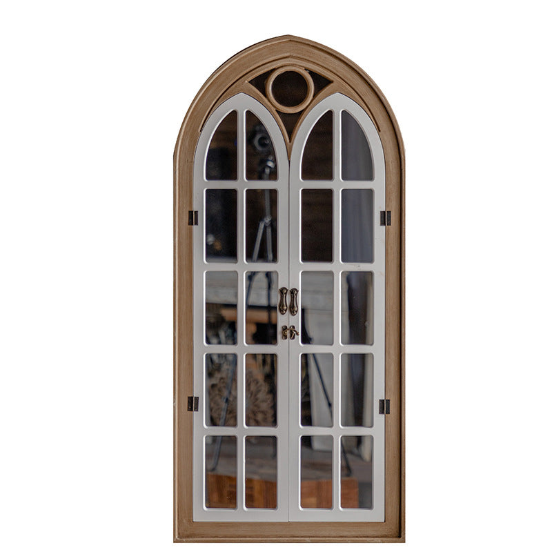 Traditional Farmhouse Rectangular Cedar Medium-Density Fiberboard Glass Decorative Full-Length Mirror For Living Room & Entryways