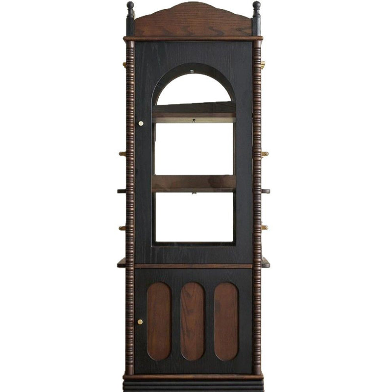 Traditional Vintage Rectangular Solid Wood Multi-Layer Panel Glass Bookshelves 3-Tier 1-Cabinet Rotatable For Living Room
