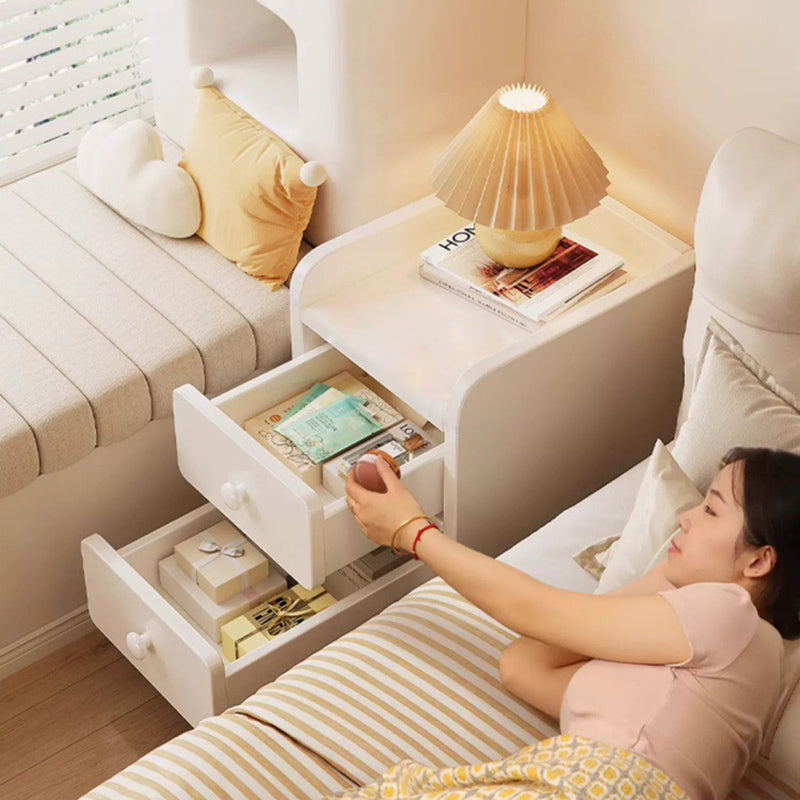 Modern Minimalist Rectangular Plywood Space-Saving Nightstand 1/2-Drawer For Bedroom
