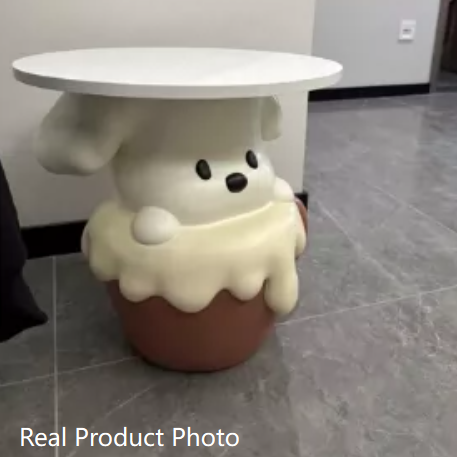 Contemporary Creative Kids Dog Shape MDF Resin Nightstand 1-Tier For Bedroom