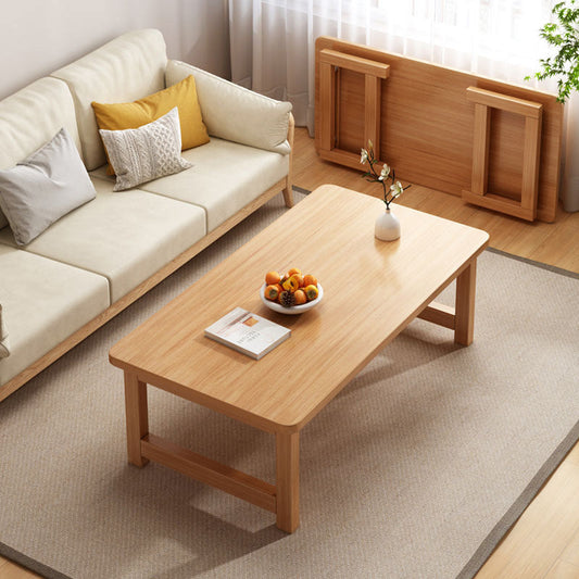 Modern Minimalist Foldable Rectangular Rubberwood Coffee Table For Living Room