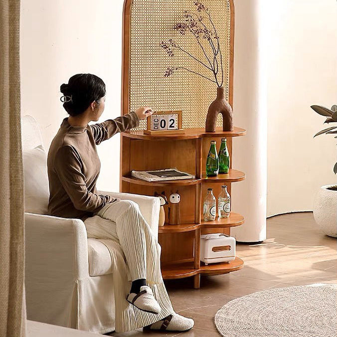 Traditional Chinese Rectangular Rubberwood Solid Wood Plastic Room Divider With Storage Shelf 2/4-Tier For Living Room