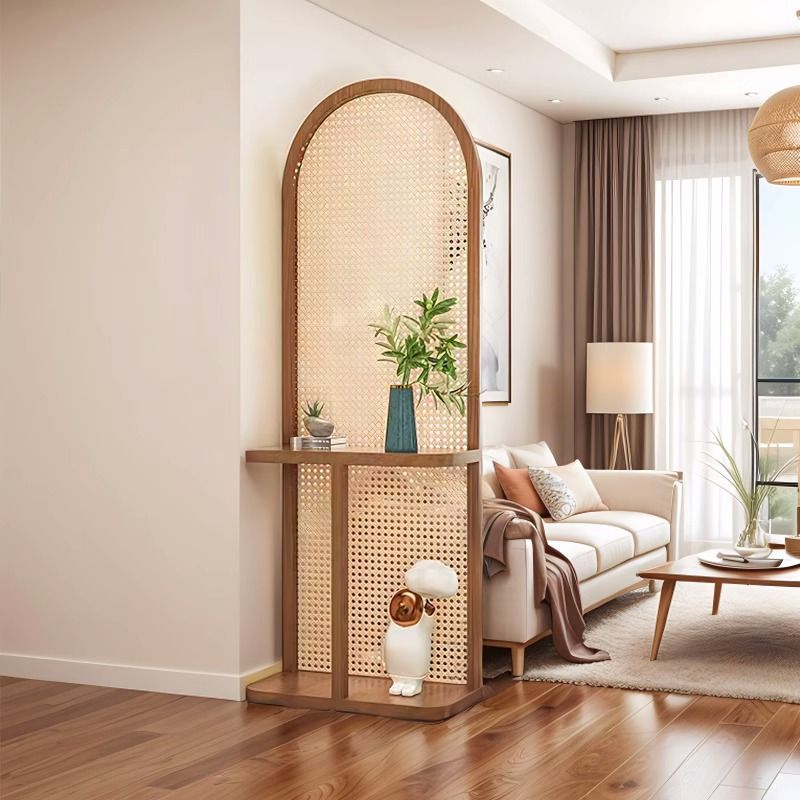 Traditional Chinese Rectangular Rubberwood Solid Wood Plastic Room Divider With Storage Shelf 2/4-Tier For Living Room