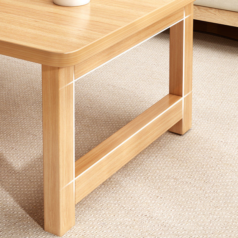 Modern Minimalist Foldable Rectangular Rubberwood Coffee Table For Living Room