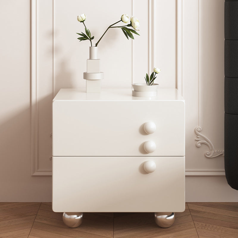Contemporary Creative Rectangular MDF Stainless Steel Nightstand 2-Drawer For Bedroom
