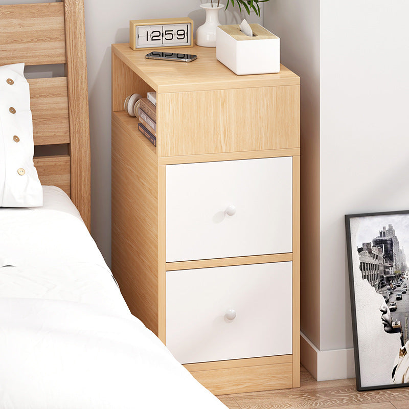 Contemporary Scandinavian Square Tabletop MDF Nightstand 2-Drawer For Bedroom