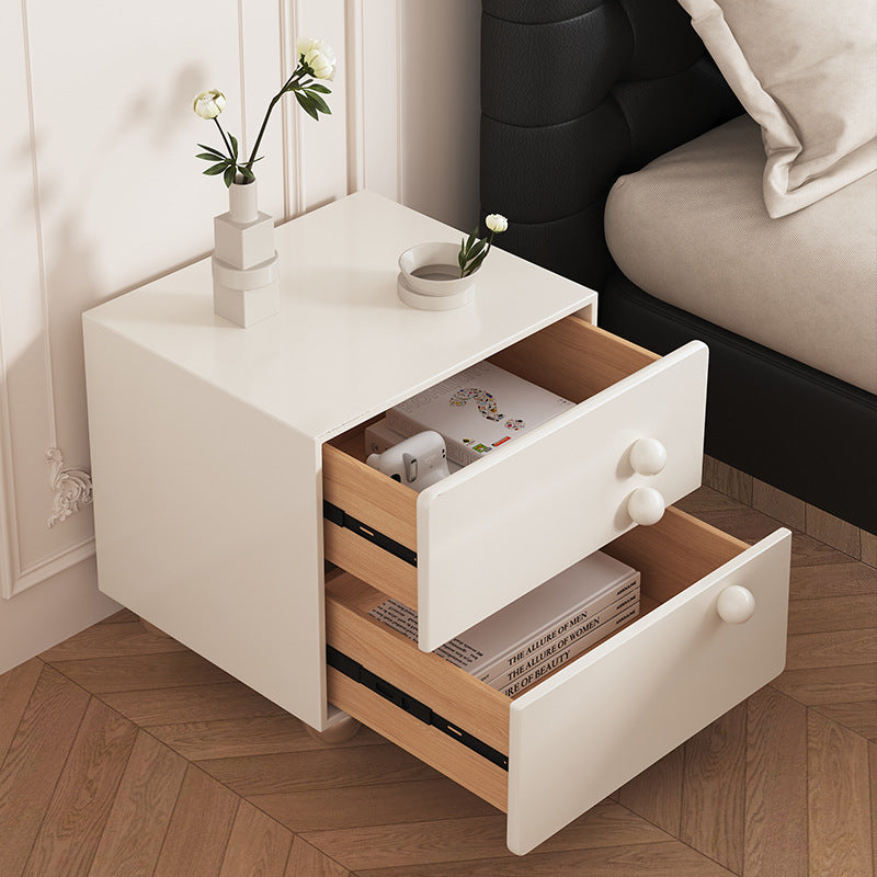 Contemporary Creative Rectangular MDF Stainless Steel Nightstand 2-Drawer For Bedroom