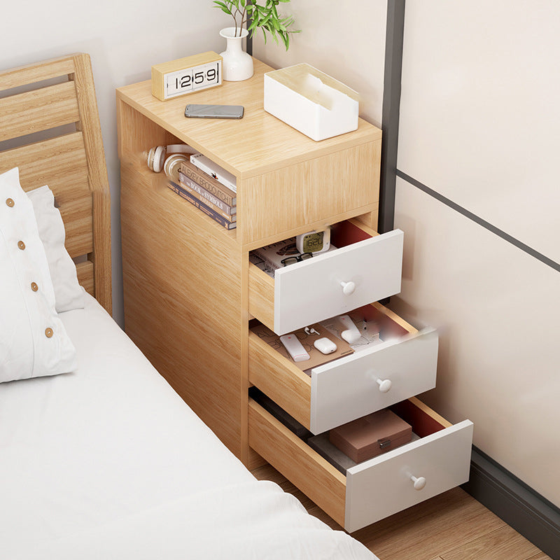 Contemporary Scandinavian Square Tabletop MDF Nightstand 2-Drawer For Bedroom