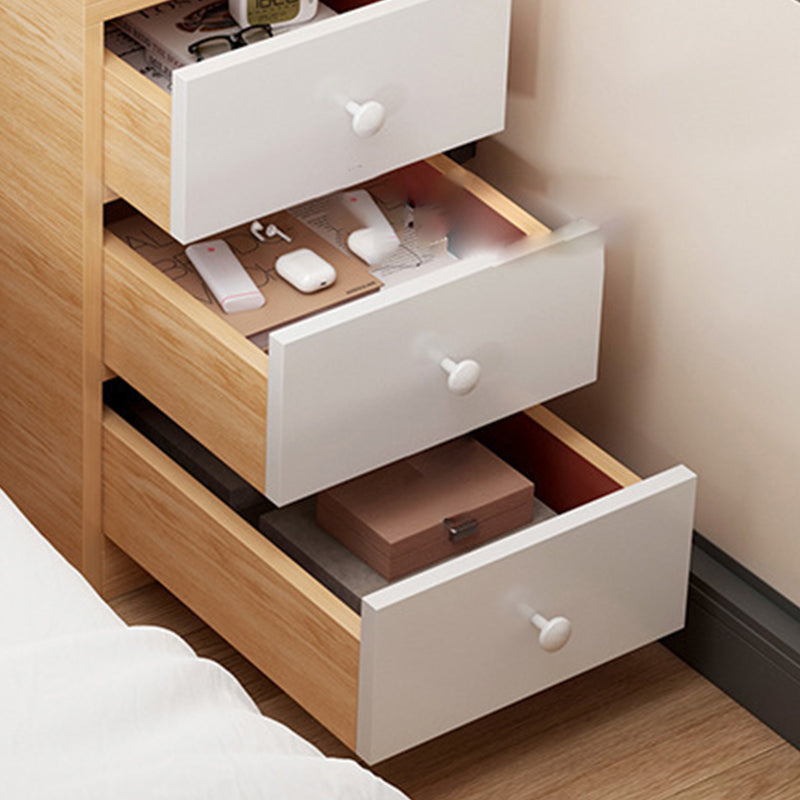 Contemporary Scandinavian Square Tabletop MDF Nightstand 2-Drawer For Bedroom