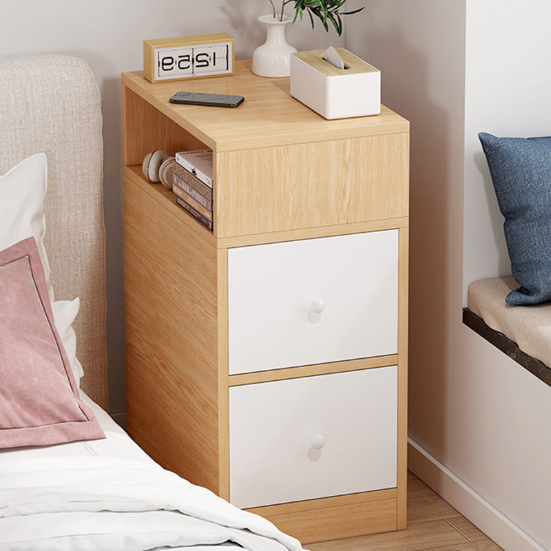 Contemporary Scandinavian Square Tabletop MDF Nightstand 2-Drawer For Bedroom