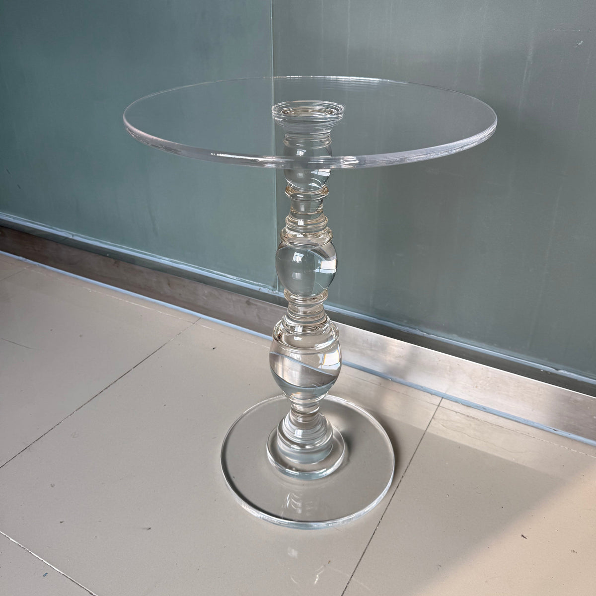Modern Minimalist Round Tabletop Acrylic Coffee Table 1-Leg For Living Room