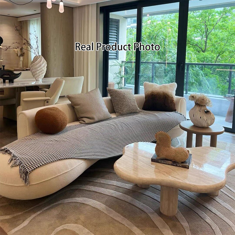 Modern Minimalist Cloud-Shaped Medium Density Fiberboard Carbon Steel Coffee Table 1-Tier For Living Room