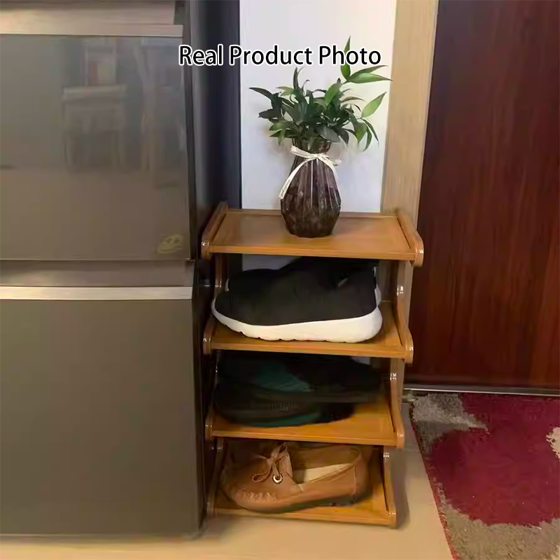 Contemporary Scandinavian Rectangular Nan Bamboo Medium-Density Fiberboard Storage Shelf Shoe Storage 2/3/4/5/6-Tier For Entryways & Living Room