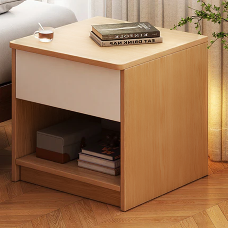 Modern Minimalist Rectangular Medium Density Fiberboard Nightstand 1-Drawer For Bedroom