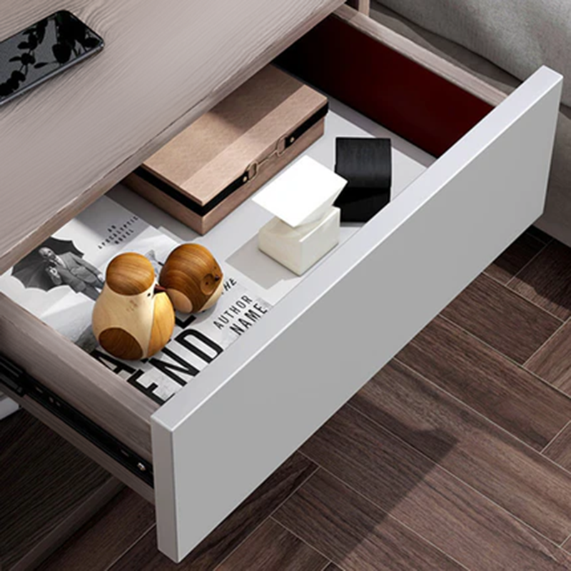 Modern Minimalist Rectangular Medium Density Fiberboard Nightstand 1-Drawer For Bedroom