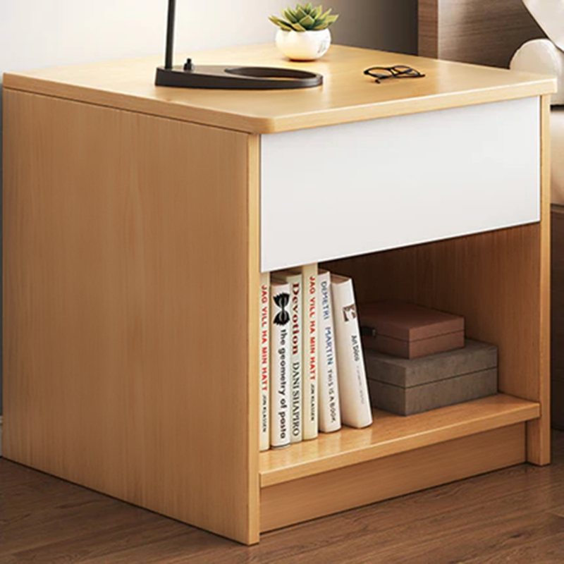Modern Minimalist Rectangular Medium Density Fiberboard Nightstand 1-Drawer For Bedroom