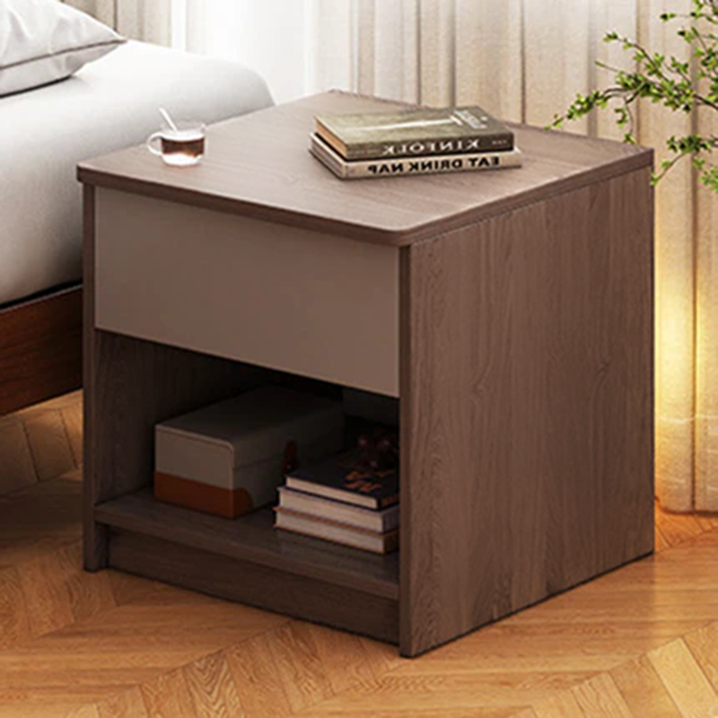 Modern Minimalist Rectangular Medium Density Fiberboard Nightstand 1-Drawer For Bedroom