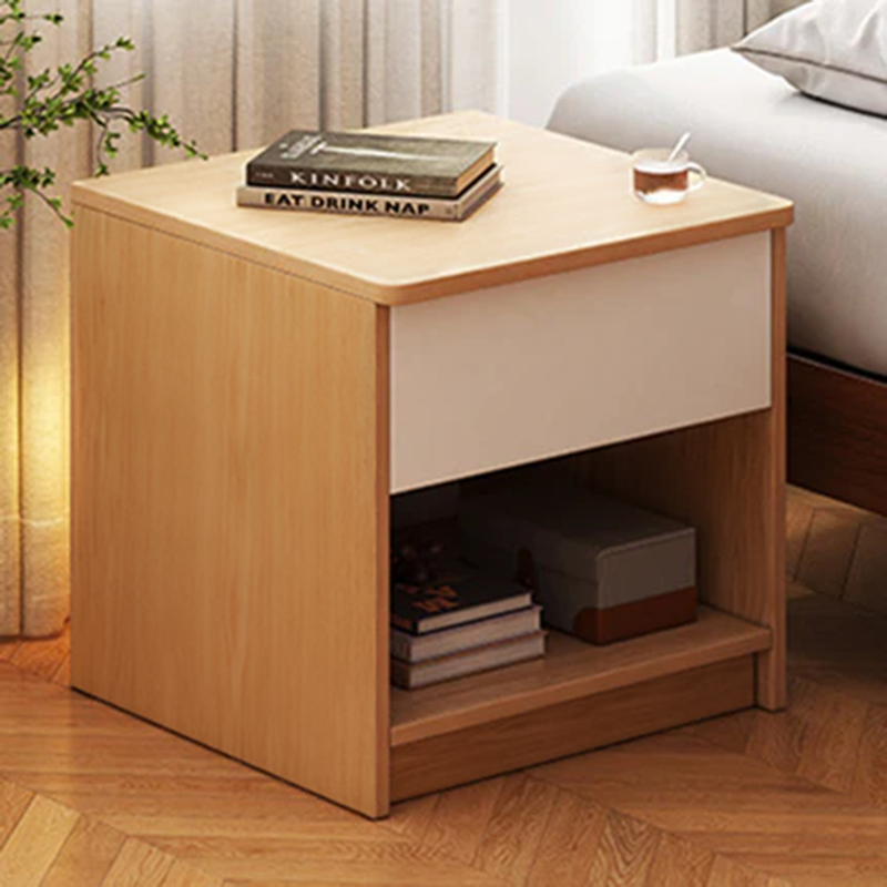 Modern Minimalist Rectangular Medium Density Fiberboard Nightstand 1-Drawer For Bedroom