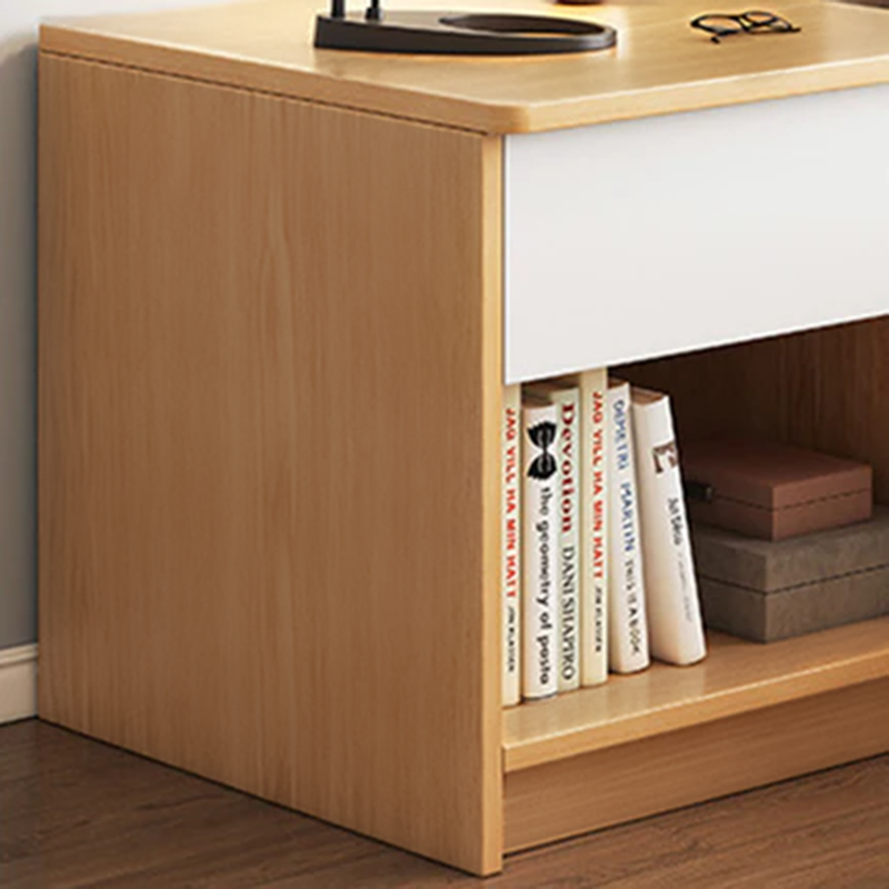 Modern Minimalist Rectangular Medium Density Fiberboard Nightstand 1-Drawer For Bedroom