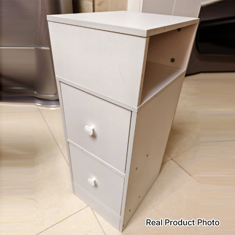 Contemporary Scandinavian Square Tabletop MDF Nightstand 2-Drawer For Bedroom