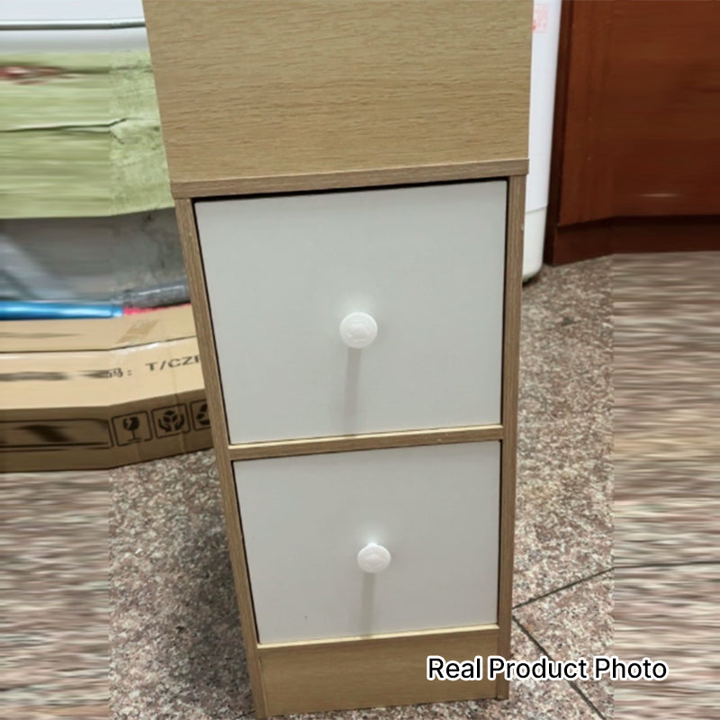 Contemporary Scandinavian Square Tabletop MDF Nightstand 2-Drawer For Bedroom