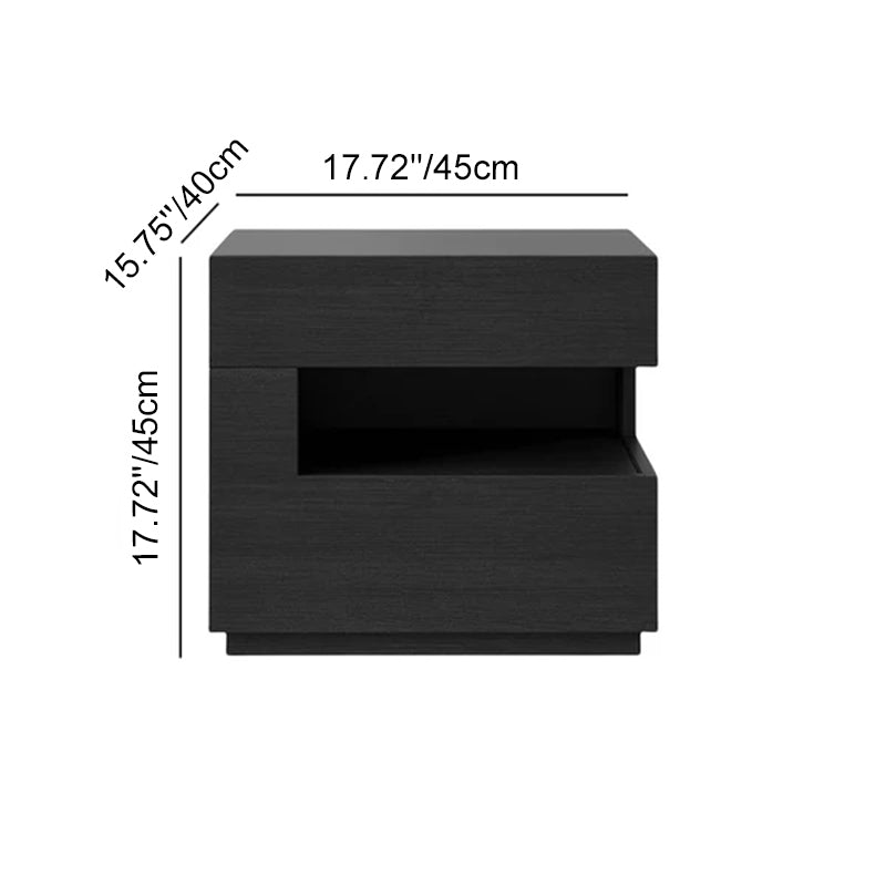 Modern Minimalist Square Rectangular Particle Board Nightstand 2-Tier For Bedroom