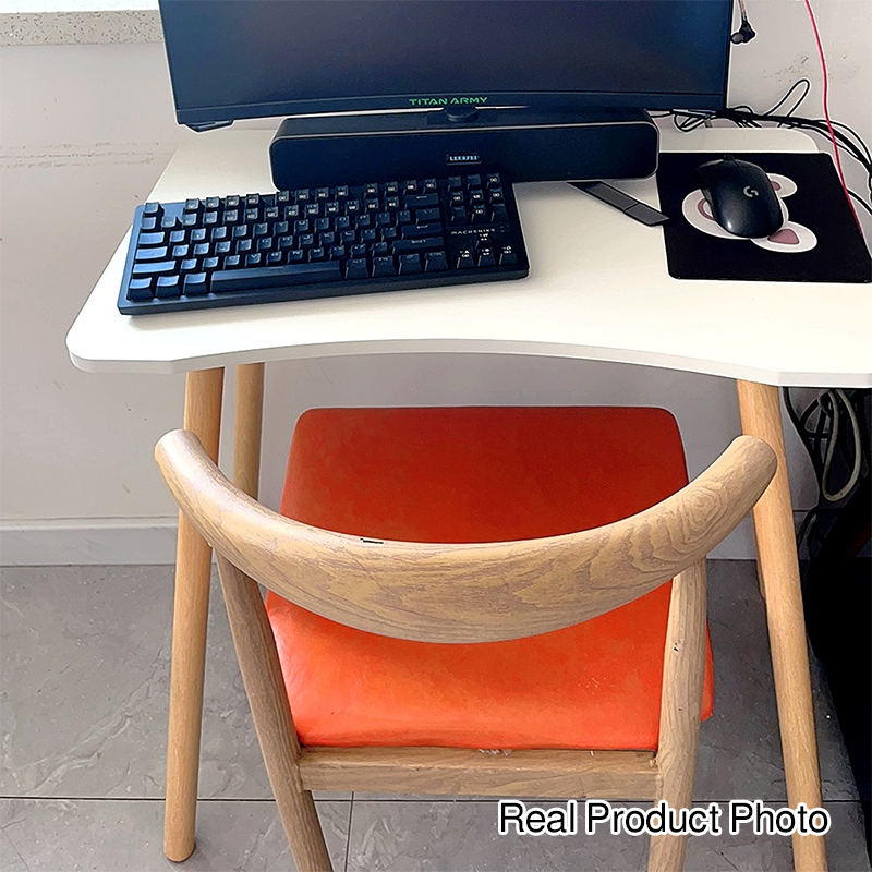 Contemporary Scandinavian MDF Solid Wood Curved Rectangular Desk 1-Tier For Home Office