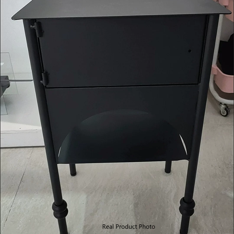 Modern Minimalist Rectangular Arched High-Heel Design Iron Nightstand 1-Cabinet For Bedroom