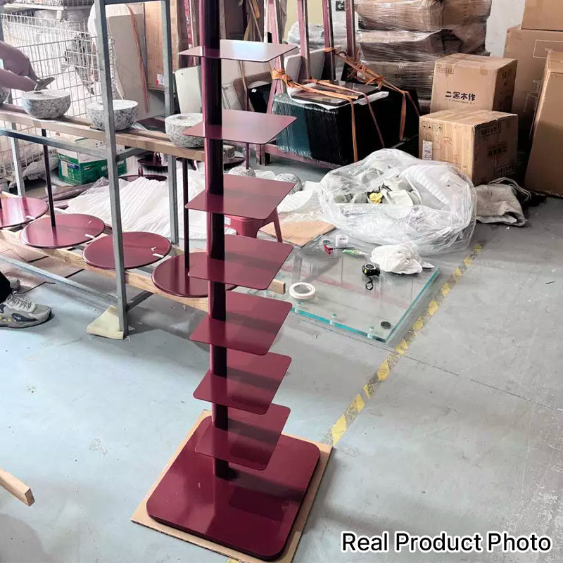 Modern Minimalist Column Iron Bookshelves Rotatable Design For Home Office