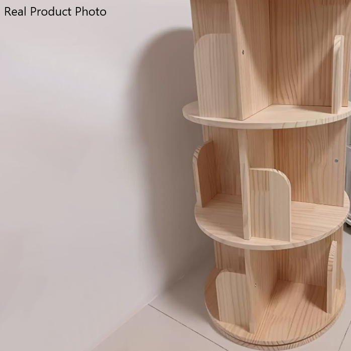 Modern Minimalist Pine Board Bookshelves 6-Tier Rotatable For Home Office