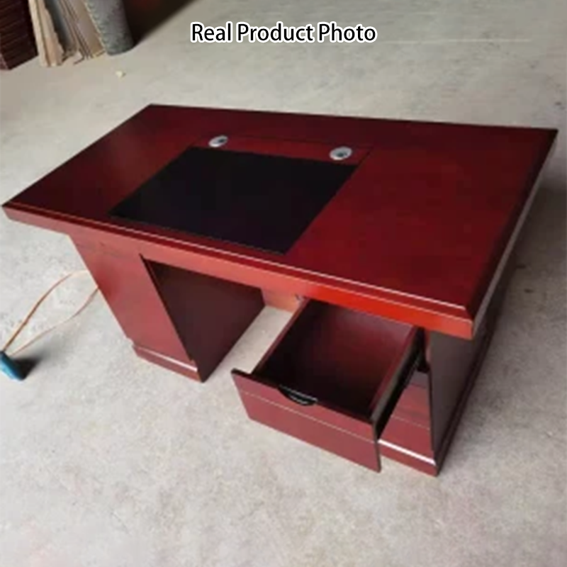 Contemporary Retro MDF Rectangular Desk With 3 Drawers 1 Cabinet For Home Office And Study
