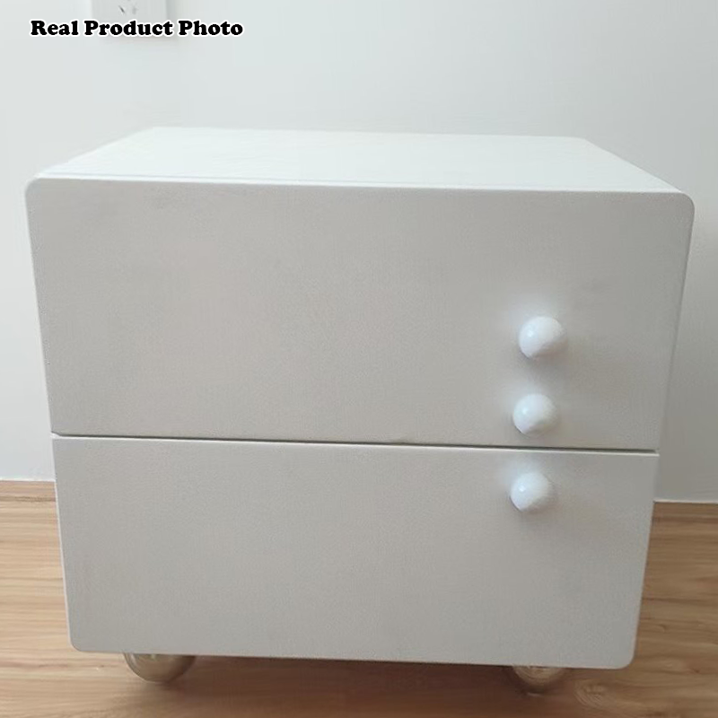 Contemporary Creative Rectangular MDF Stainless Steel Nightstand 2-Drawer For Bedroom