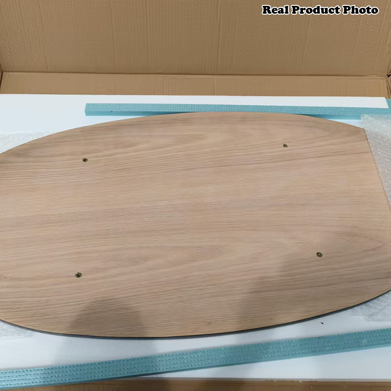 Contemporary Scandinavian Rubberwood Long Oval Coffee Table 1-Tier For Living Room