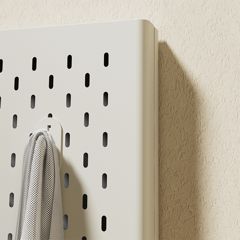 Modern Minimalist Metal & Glass Sliding Full-Length Wall Mirror With Pegboard Storage Wall-Mounted Entryway Dressing Mirror