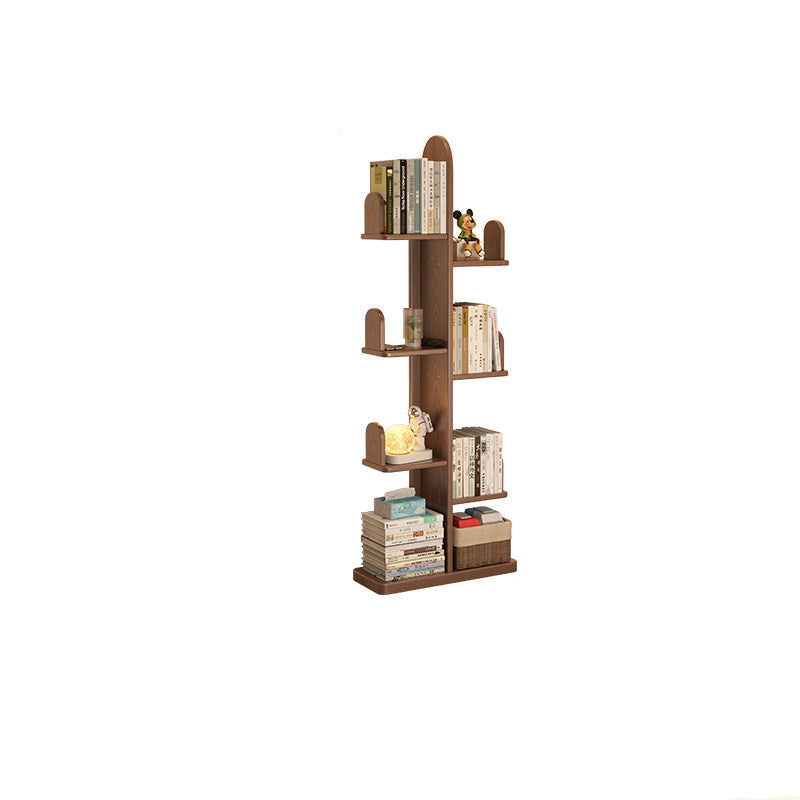Contemporary Creative Solid Rubberwood Cactus Bookshelf With 7-Tier Storage Rack For Living Room & Home Office