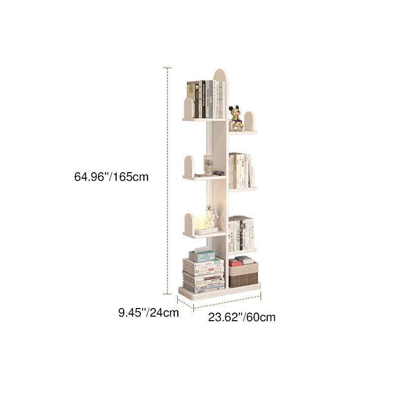 Contemporary Creative Solid Rubberwood Cactus Bookshelf With 7-Tier Storage Rack For Living Room & Home Office