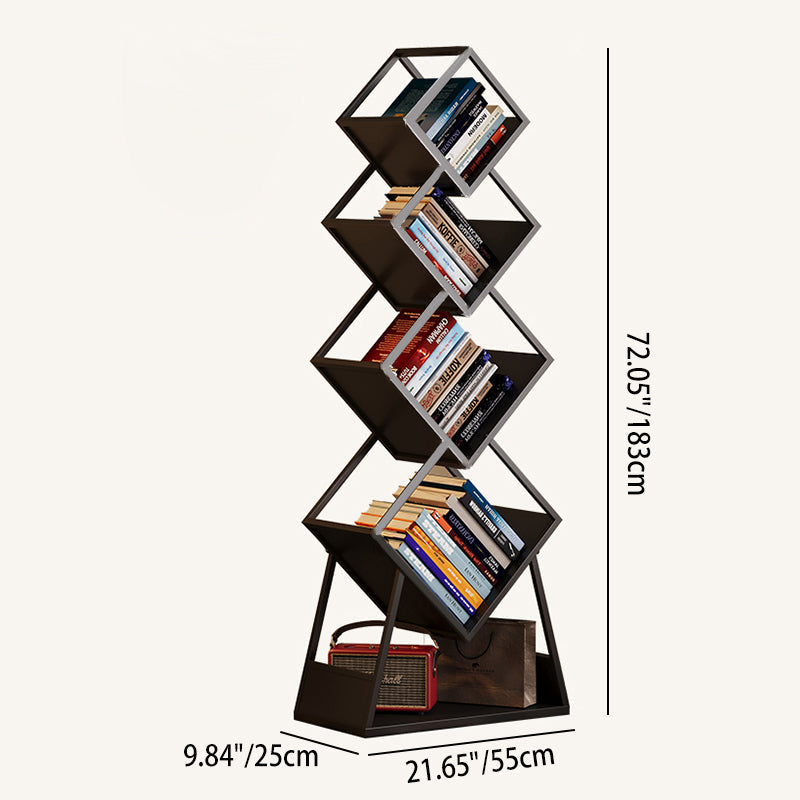 Modern Minimalist Carbon Steel Square Bookshelf 5-Tier Storage For Living Room & Home Office