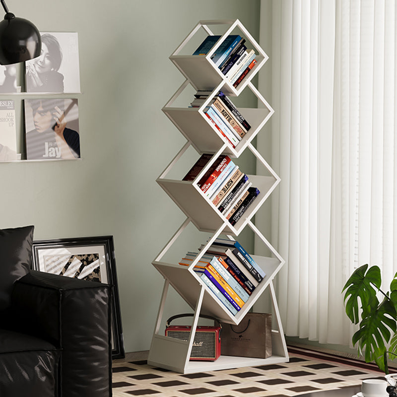 Modern Minimalist Carbon Steel Square Bookshelf 5-Tier Storage For Living Room & Home Office