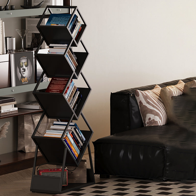 Modern Minimalist Carbon Steel Square Bookshelf 5-Tier Storage For Living Room & Home Office