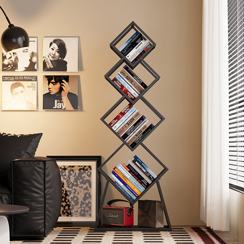 Modern Minimalist Carbon Steel Square Bookshelf 5-Tier Storage For Living Room & Home Office