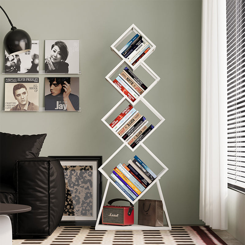 Modern Minimalist Carbon Steel Square Bookshelf 5-Tier Storage For Living Room & Home Office