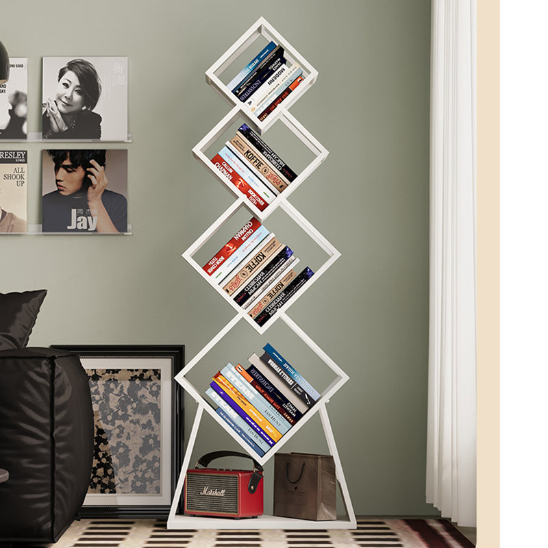 Modern Minimalist Carbon Steel Square Bookshelf 5-Tier Storage For Living Room & Home Office