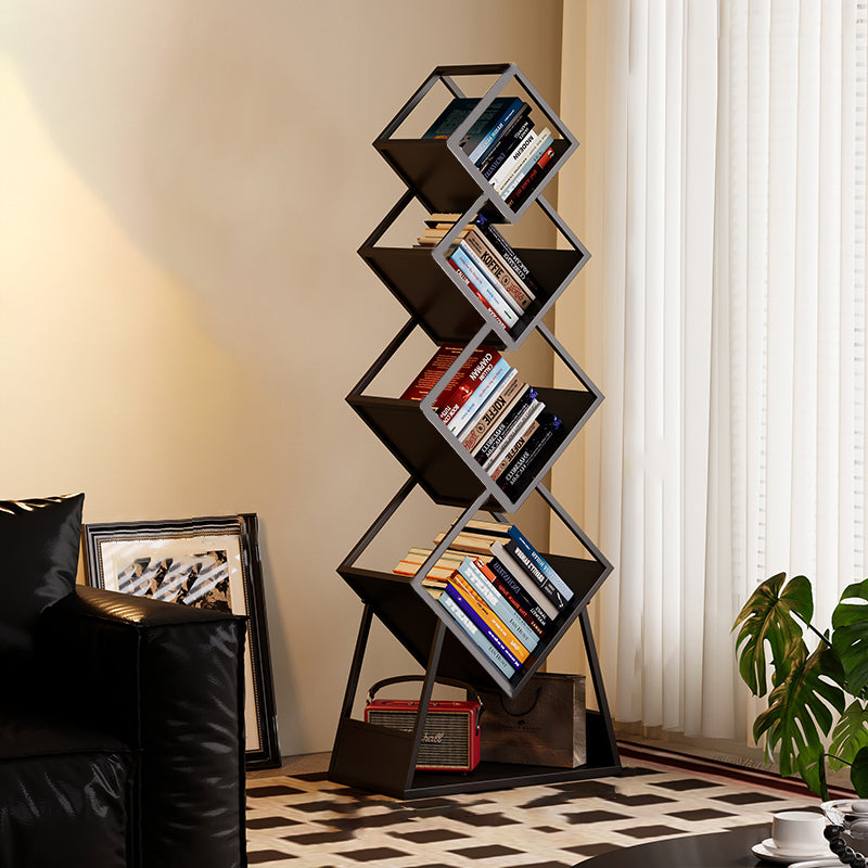 Modern Minimalist Carbon Steel Square Bookshelf 5-Tier Storage For Living Room & Home Office