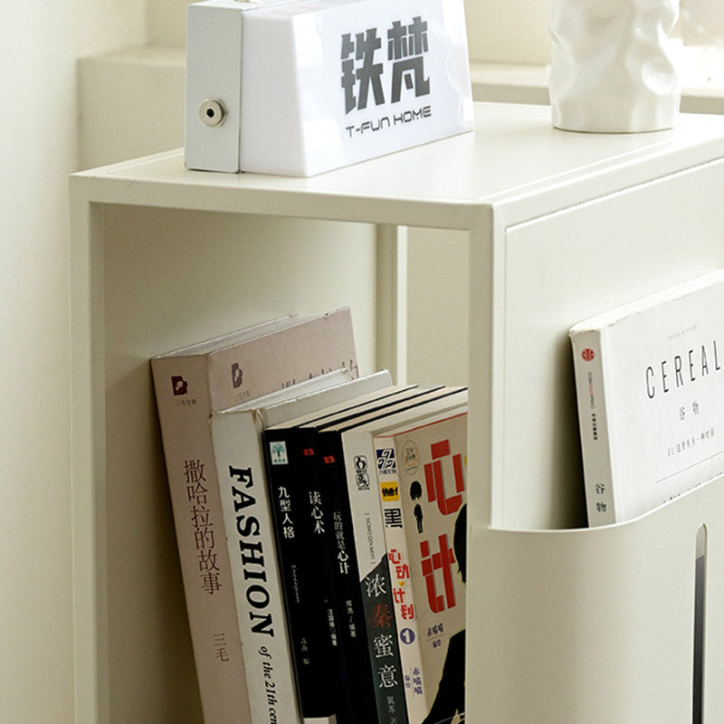 Modern Minimalist Carbon Steel Rectangular Bookshelf With 4 Tiers & 3 Storage For Living Room & Home Office